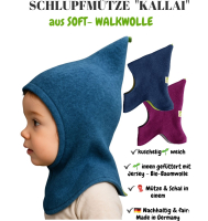 KALLAI Schlupfmütze – Soft-Walkwolle (S/M, aqua | granat | marine)